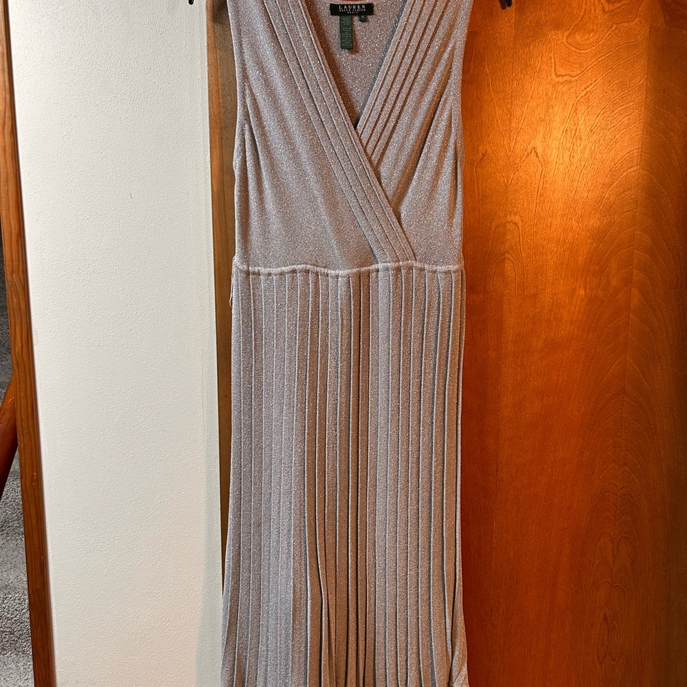 Ralph Lauren Silver Knit Dress NWOT